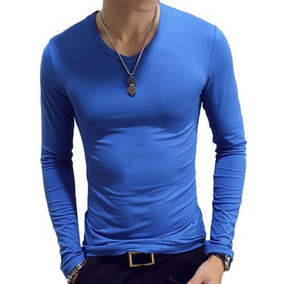 2019 Autumn Men T-Shirts Long Sleeve O-Neck Casual Fitness Jogging Solid Fashion Tee Basic Running Homme Top Clothing