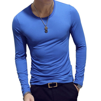 2019 Autumn Men T-Shirts Long Sleeve O-Neck Casual Fitness Jogging Solid Fashion Tee Basic Running Homme Top Clothing