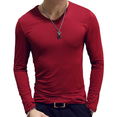 2019 Autumn Men T-Shirts Long Sleeve O-Neck Casual Fitness Jogging Solid Fashion Tee Basic Running Homme Top Clothing