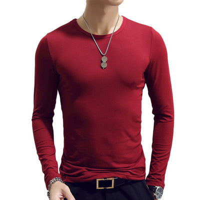 2019 Autumn Men T-Shirts Long Sleeve O-Neck Casual Fitness Jogging Solid Fashion Tee Basic Running Homme Top Clothing