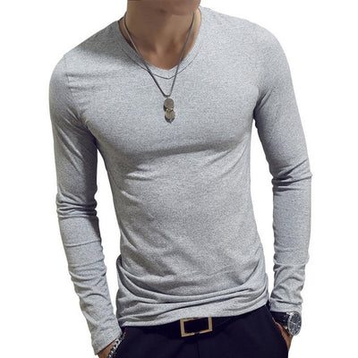 2019 Autumn Men T-Shirts Long Sleeve O-Neck Casual Fitness Jogging Solid Fashion Tee Basic Running Homme Top Clothing