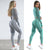 Yoga Clothing 2 Piece Suit Women Running Sportswear T-shirt Sets Seamless High Waist Leggings Gym Fitness Training Tights Pants