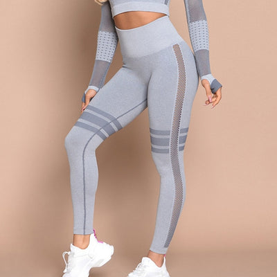 Yoga Clothing 2 Piece Suit Women Running Sportswear T-shirt Sets Seamless High Waist Leggings Gym Fitness Training Tights Pants