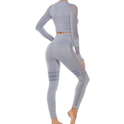 Yoga Clothing 2 Piece Suit Women Running Sportswear T-shirt Sets Seamless High Waist Leggings Gym Fitness Training Tights Pants