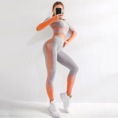 2019 Woman's Fall Winter Tshirt Top With A Long Sleeve And Leggings Fitness Sports Wear For Women Gym Clothing Workout Yuga Set